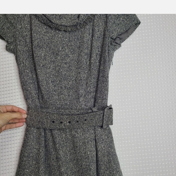 COPY - Talbots Gray Dress with Elegant Lace and Flowy Skirt - Picture 3 of 12